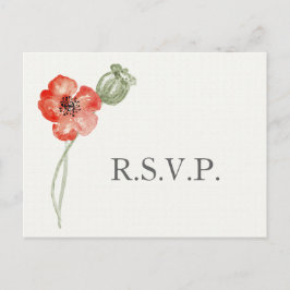 Cartão Postal De Convite Bonito Red Poppies casamento floral moderno rsvp