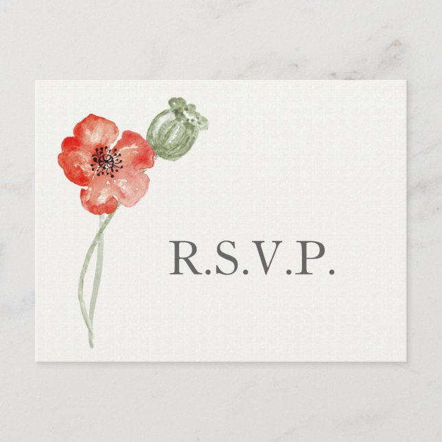 Cartão Postal De Convite Bonito Red Poppies casamento floral moderno rsvp (Frente)