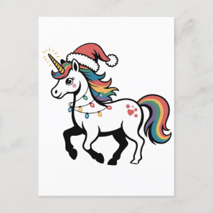 Cartão Postal De Convite Bonito Unicórnio Deer Reindeer As Luzes De Natal E