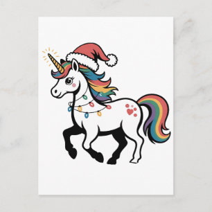 Cartão Postal De Convite Bonito Unicórnio Deer Reindeer As Luzes De Natal E