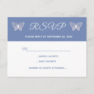 Cartão Postal De Convite Borboleta Azul RSVP Casamento Borboletas Festa