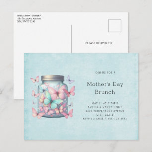 Cartão Postal De Convite Borboletas Caprichosas em um Jantar de Brunch do D