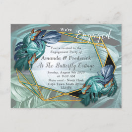 Cartão Postal De Convite Borboletas de Paraíso/Turquesa Tropical Splash