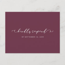 Cartão Postal De Convite Borgonha e Rsvp Branco com Escolha de Refeições