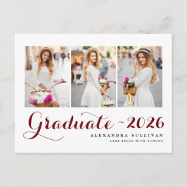 Cartão Postal De Convite Borgonha Turma de 2026 Colagem de Fotos Graduação