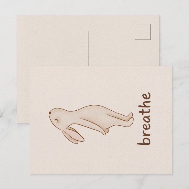 Cartão Postal De Convite Breathe Bunny Minimalist Postcard (Frente/Verso)