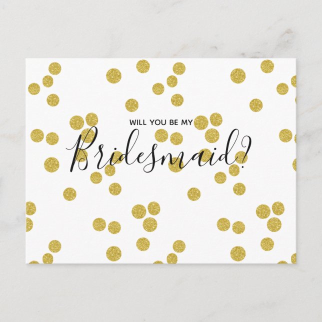 Cartão Postal De Convite Bridesmaid de Casamento | Cartão-postal Dourado Co (Frente)