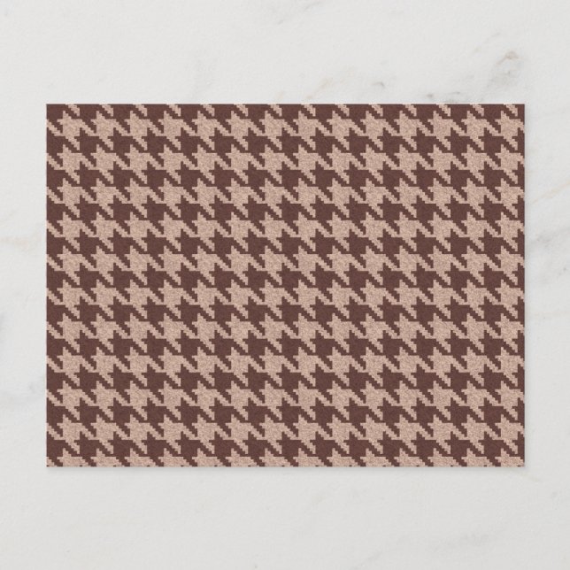 Cartão Postal De Convite Brown Houndstooth Preppy Classic Pattern Blank Car (Frente)