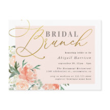 Brunch Floral Floral Bridal de Script Blush e Dour
