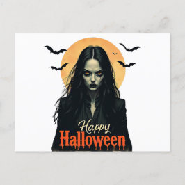 Cartão Postal De Convite Bruxa de Halloween Gótica