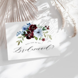 Cartão Postal De Convite burgundy, azul empoeirado, você será meu cartão-ma