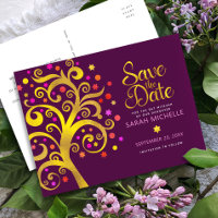 Burgundy Bat Mitzvah salva Dourada árvore da vida
