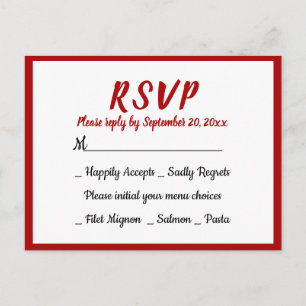 Cartão Postal De Convite Burgundy Vermelho RSVP Festa de Casamento Outono C