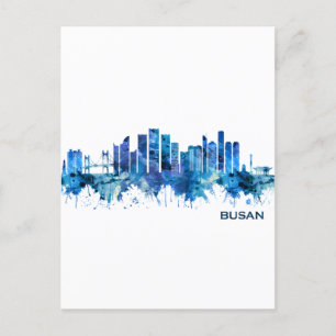 Cartão Postal De Convite Busan South Korea Skyline Blue