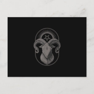 Cartão Postal De Convite Cabra do Diabo Pentagrama Bafometo Satanás Oculto 