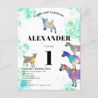 Cabras de Aquarelas Coloridas do primeiro aniversa