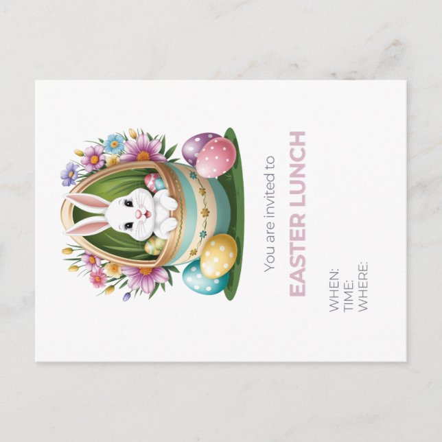 Cartão Postal De Convite Caça De Ovos Da Páscoa Whimsical (Frente)