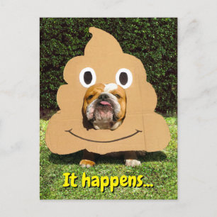 Cartão Postal De Convite Cachorro no Poop Emoji Costume