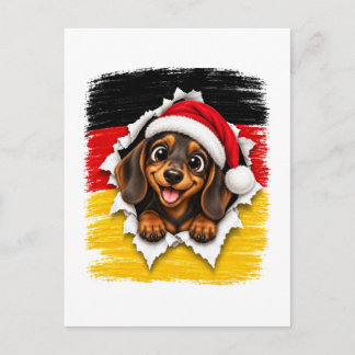 Cartão Postal De Convite Cachorro-salsicha de Natal alemão