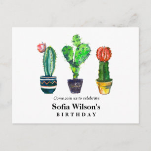 Cartão Postal De Convite cacto suculento, aquarela, fiesta, mexicano,