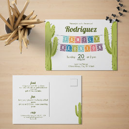 Cartão Postal De Convite Cactus e Papel Picado Garland Texas