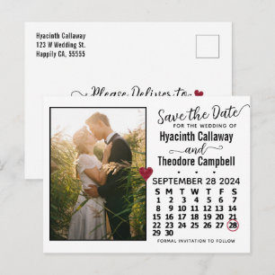 Cartão Postal De Convite Calendário de setembro de 2024 com foto para salva
