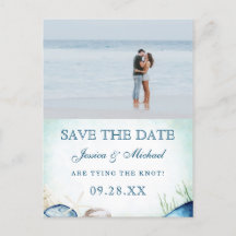 Caligrafia de Praia em Aquarela Foto Save The Date