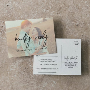 Cartão Postal De Convite Caligrafia Whimsical   RSVP de Música Fotográfica 