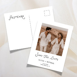 Cartão Postal De Convite Calligraphy Save The Date Photo Wedding Modern