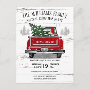 Cartão Postal De Convite Caminhão Vermelho de Vintage do Partido Virtual de