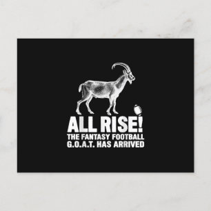 Cartão Postal De Convite Campeão da Liga Fantasy Futebol Goat Gift