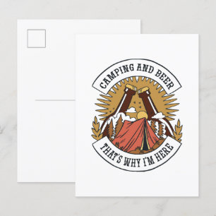 Cartão Postal De Convite Camping and Beer