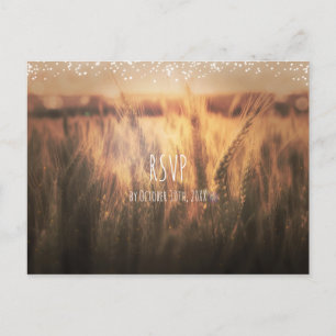 Cartão Postal De Convite Campo de Trigo Casamento Rústico País RSVP