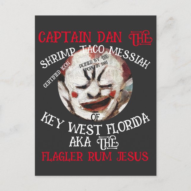 CARTÃO POSTAL DE CONVITE CAPTAIN DAN SHRIMP TACO MESSIAH CHAVE DA FLORIDA O (Frente)