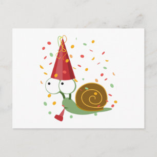 Cartão Postal De Convite Caracol do partido dos confetes
