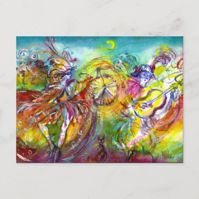 Cartão Postal De Convite CARNAVAL ITALIANO / Mascarada Dança e Música (Frente)