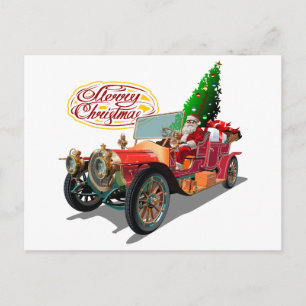 Cartão Postal De Convite Carro vintage de Natal