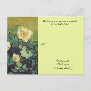 Cartão Postal De Convite cartão de aceitação de casamento, van gogh com ros