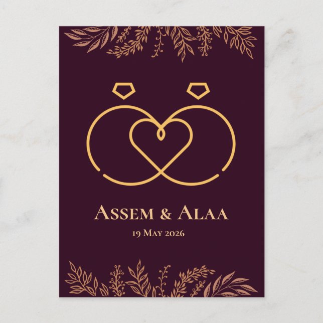 Cartão Postal De Convite cartão de casamento (Frente)