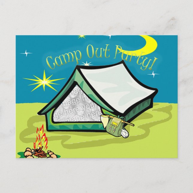Cartão Postal De Convite Cartão de Festa Fotográfica de Camp Out (Frente)