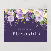 cartão de florzinha floral roxa você será minha da