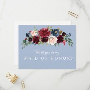 Cartão Postal De Convite cartão de madrinha de casamento azul empoeirado