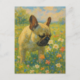 Cartão Postal De Convite Cartão de Natal Impressionista de Bulldog Francês
