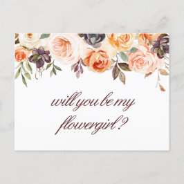 Cartão Postal De Convite cartão de outono floral você será minha dama de fl