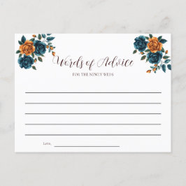 Cartão Postal De Convite Cartão de Palavras de Conselhos de Casamento Teal