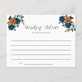 Cartão Postal De Convite Cartão de Palavras de Conselhos de Casamento Teal 