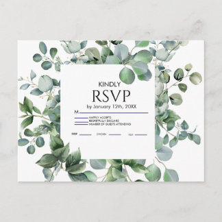 Cartão Postal De Convite Cartão de Resposta de Casamento Botânico Elegância