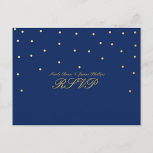 Cartão Postal De Convite Cartão de Resposta de Casamento com Confete Azul e