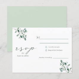 Cartão Postal De Convite Cartão de Resposta de Casamento em Aquarela de Euc