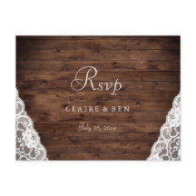 Cartão de Resposta de Casamento em Renda Vintage R